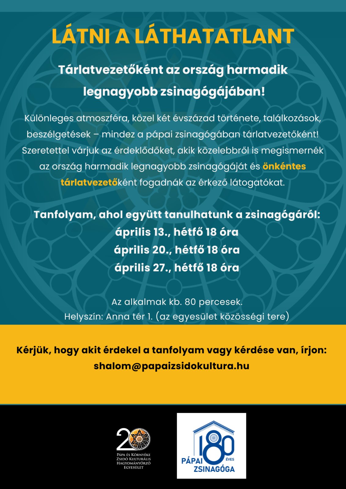 Látni a láthatatlant - Tanfolyam a zsinagógáról